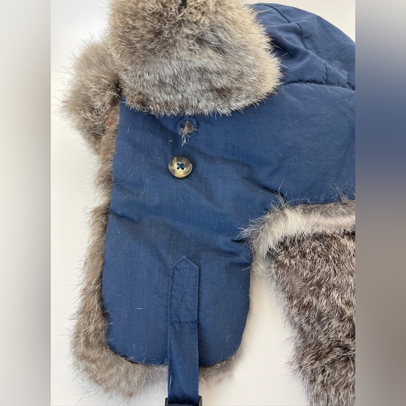 Lil Mad Bomber Kids Rabbit Fur Trapper Hat blue  Size small WARM Ear Flaps - Picture 9 of 11